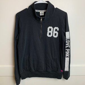 Victoria's Secret Pink Black & White Logo Quarter Zip Pullover